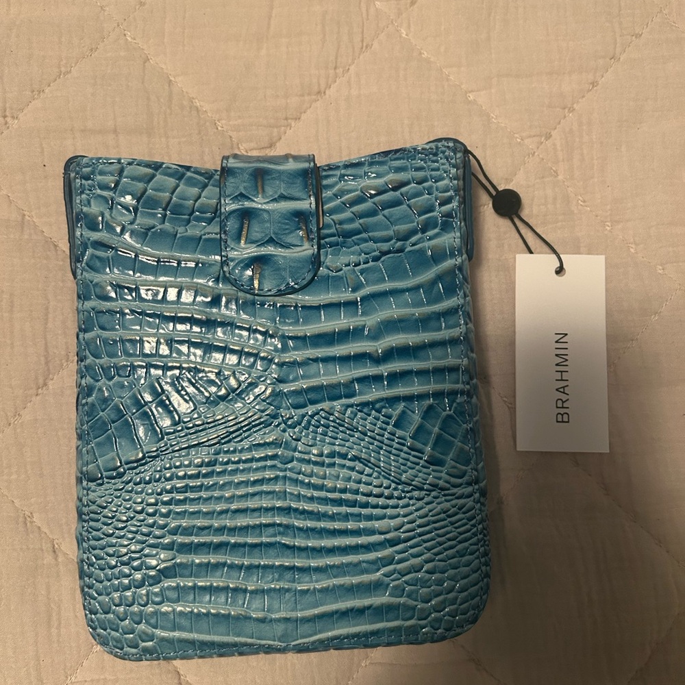 NWT Brahmin Blue Crocodile Embossed Women's Marley Bag - Picture 3 of 5